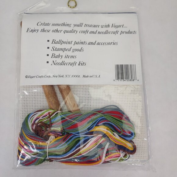 Vogart Cross Stitch Kits Cat Bless County Wood Wall Hanging 5" x 6" Counted NEW - Picture 5 of 5